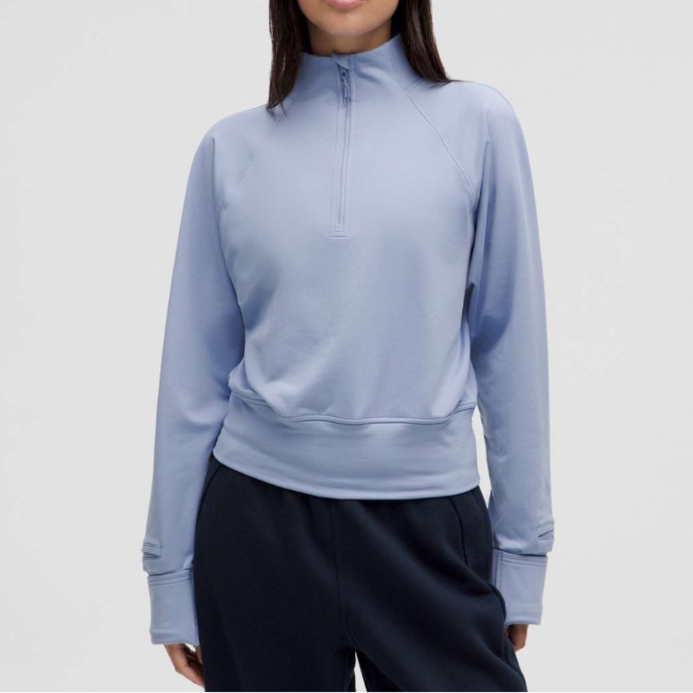 Lululemon Its Rulu Fleece Half Zip Blue Willow Size 0